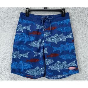 Vineyard Vines Swim Trunks Adult 28‎ Blue Sharks Board Shorts Drawstring Mens
